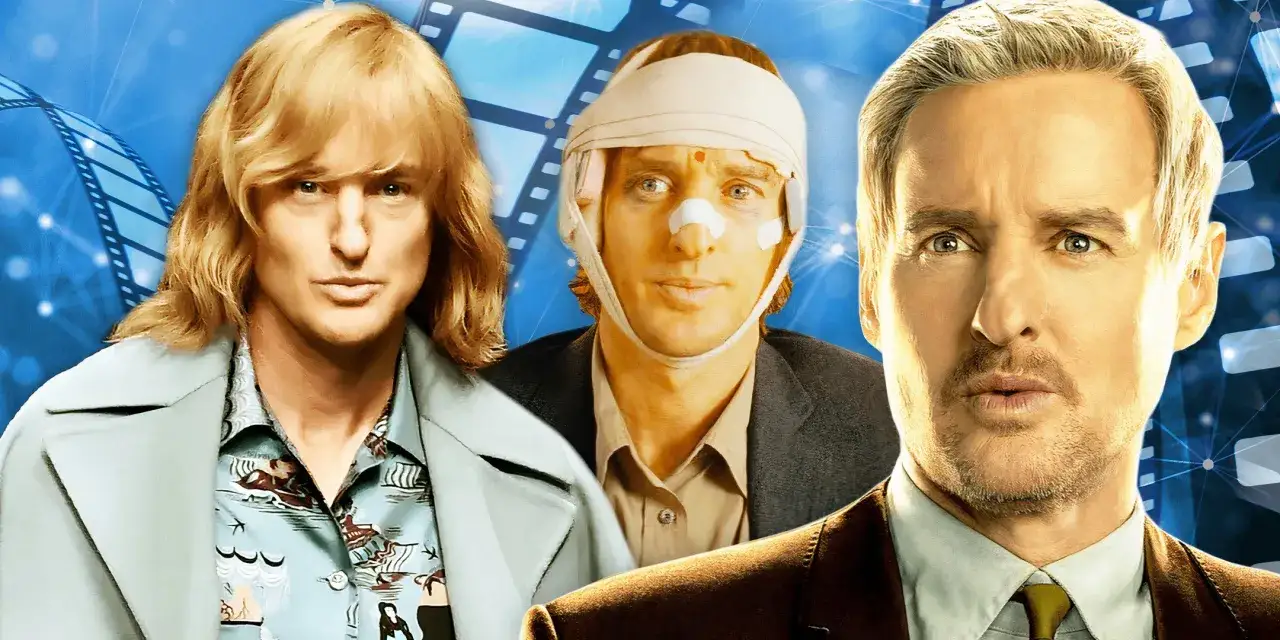 Tre Owen Wilson-karaktärer i en montage som hyllar hans filmer och tv-program.